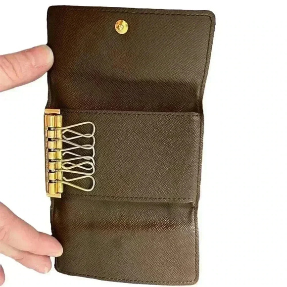 Louis Vuitton Damier Ebene 6 Key Holder Brown Checkered Unisex Luxury - Picture 3 of 5